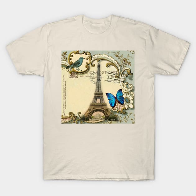 dark academia Wanderlust French Butterfly Paris Eiffel Tower T-Shirt by Tina